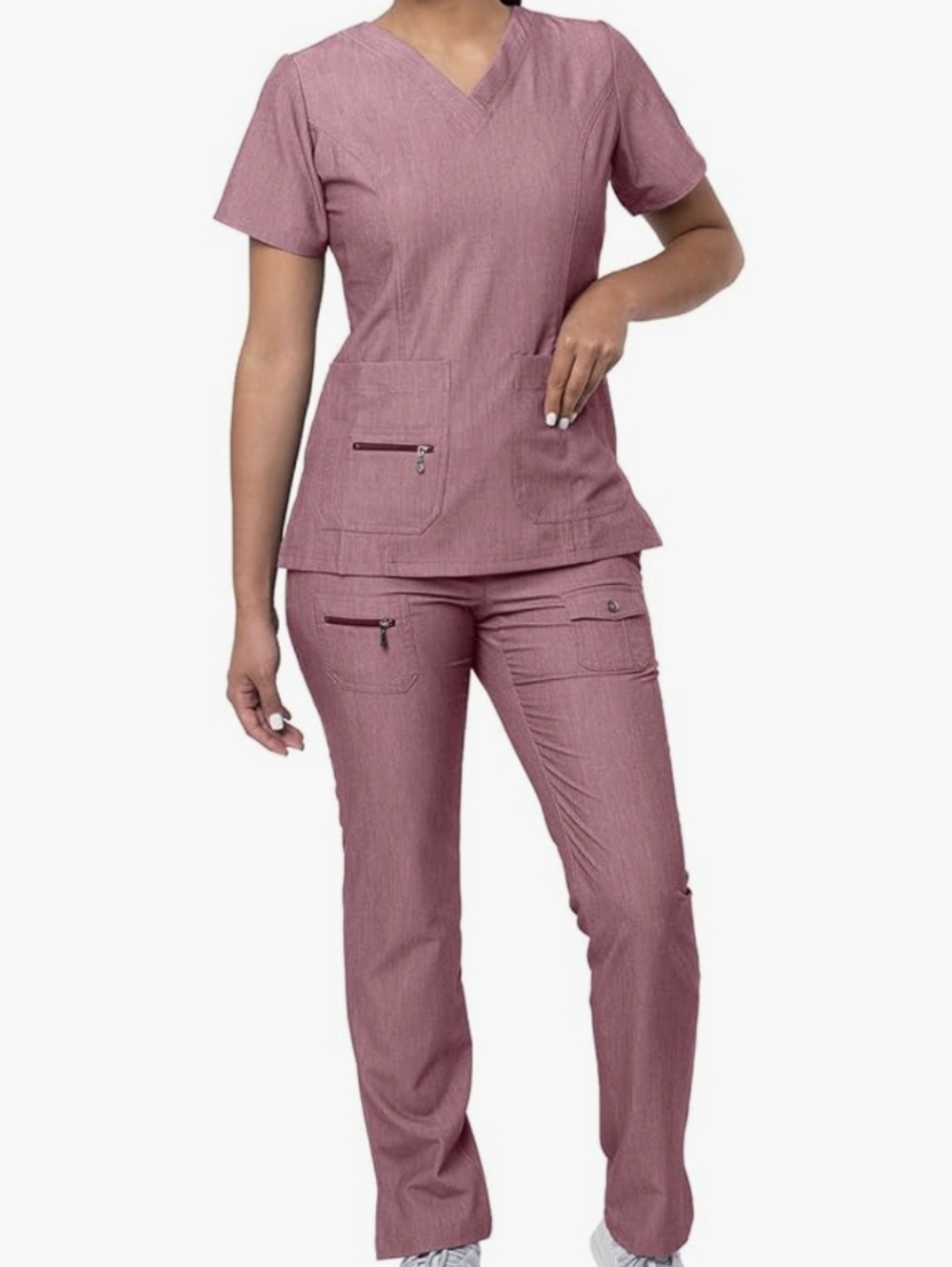 Women’s V-Neck Scrub Set - Dusty Rose
